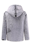 Grey Hooded Midi Men's Shearling Coat