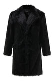 Black Soft Faux Fur Coat for Men