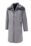 Grey Fluffy Long Sleeve Faux Fur Men Coat with Pockets