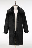 Fluffy Black Faux Fur Men Coat with Pockets