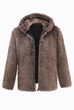 Khaki Men's Winter Faux Fur Coat Hooded