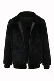 Winter Black Men's Faux Fur Zip-Up Coat