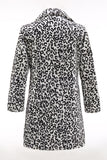 Men's Winter White Black Faux Fur Coat Button Mid-Length Leopard Print