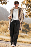 Coffee Faux Fur Single-Breasted Mid-Length Winter Men's Coat