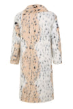 White Men's Mid-length Printed Leopard Faux Fur Coat