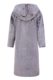 Grey Men's Winter Hooded Long Faux Fur Coat