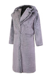 Grey Men's Winter Hooded Long Faux Fur Coat