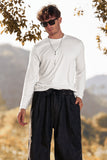 White Round Neck Long Sleeve Men's Bottoming Shirt