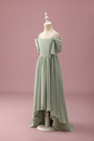 Sage A Line Spaghetti Straps Chiffon Ruched Junior Bridesmaid Dress