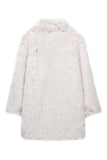 Ivory Notched Lapel Women's Fur Coat