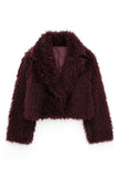 Burgundy Lapel Short Women's Fur Coat