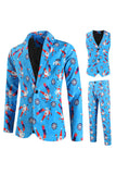 Blue Shawl Lapel 3-Piece Men's Suit for Christmas