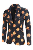 Black Animal Printed 3-Pieces Men's Party Suits