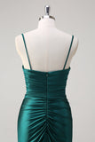 Sparkly Dark Green Mermaid Spaghetti Straps Prom Dress