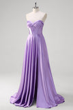 Purple A Line Sweetheart Corset Long Prom Dress