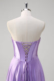 Purple A Line Sweetheart Corset Long Prom Dress