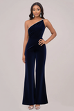 Velvet Navy Women's Jumpsuits with Rhinestone