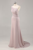 Elegent Khaki Mermaid One Shoulder Long Formal Dress