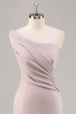 Elegent Khaki Mermaid One Shoulder Long Formal Dress