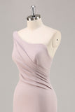 Elegent Khaki Mermaid One Shoulder Long Formal Dress