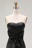Strapless Mermaid Black Long Celebrity Dress with Slit