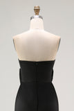 Strapless Mermaid Black Long Celebrity Dress with Slit