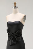 Strapless Mermaid Black Long Celebrity Dress with Slit
