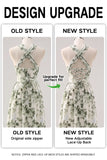Green Flower A-Line Strapless Printed Ruched Convertible Long Bridesmaid Dress