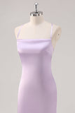 Simple Lilac Sheath Lace-Up Back Formal Dress