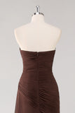 Dark Brown Sweetheart Ruched Ruffled Formal Dress
