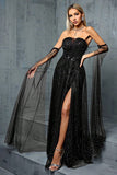 Sparkly Off the Shoulder Maxi Tulle Prom Dress