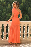 Sunset Mermaid One Shoulder Ruched Long Formal Dress