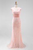 Dark Red Mermaid V-Neck Embroidered Mother Of The Bride Dress with Sequins