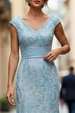 Dark Red Mermaid V-Neck Embroidered Mother Of The Bride Dress with Sequins