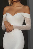 Ivory Off the Shoulder Mermaid Matte Satin Wedding Dress