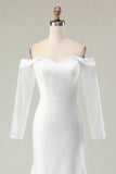 Off the Shoulder Ivory Mermaid Sequin Wedding Dress