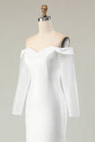 Ivory Off the Shoulder Mermaid Matte Satin Wedding Dress