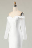 Off the Shoulder Ivory Mermaid Sequin Wedding Dress
