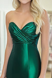 Chic Dark Green Sweetheart Mermaid Satin Ruched Long Prom Dress