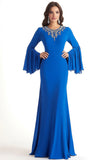 Royal Blue Sheath Scoop Long Sleeves Mother of the Bride Dress