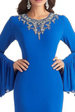 Royal Blue Sheath Scoop Long Sleeves Mother of the Bride Dress