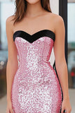 Sparkly Pink Sweetheart Sequin Mermaid Long Prom Dress