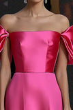 Elegant Fuchsia A Line Off The Shoulder Gala Dress