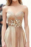 Champagne Metallic Sweetheart A Line Gala Dress