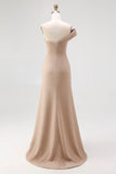 One Shoulder Sheath Light Khaki Pleated Plus Size Long Formal Dress