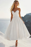 White Sweetheart A Line Graduation Dress