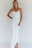 Bodycon White Cotton Spaghetti Straps Pleated Graduation Dress