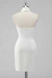 Halter Neck A-Line Satin Little White Dress