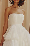 A-Line Sweetheart Chiffon Ruffled Ankle Length Little White Dress