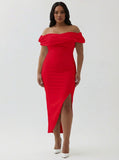 White Sheath Off the Shoulder Matte Satin Asymmetrical Graduation Dress